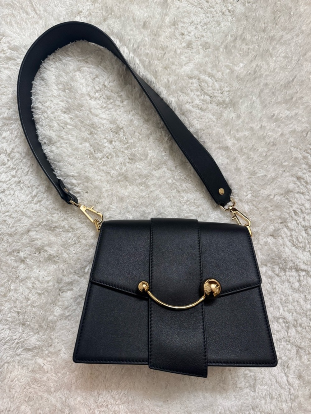 Strathberry Box Crescent Black Bag